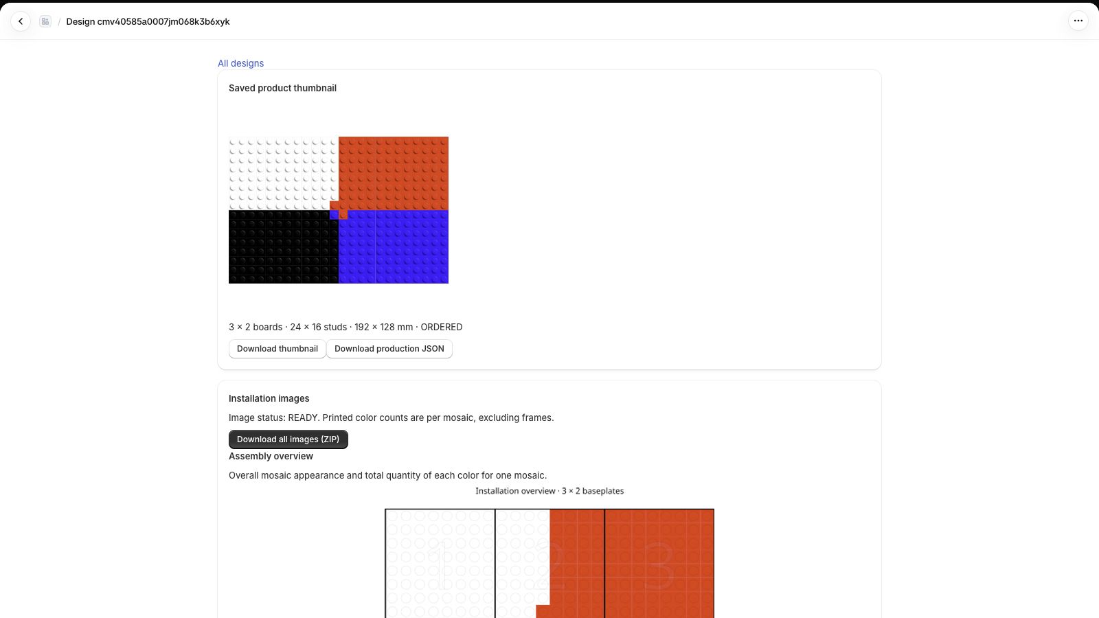 Saved mosaic design cover, dimensions and production downloads
